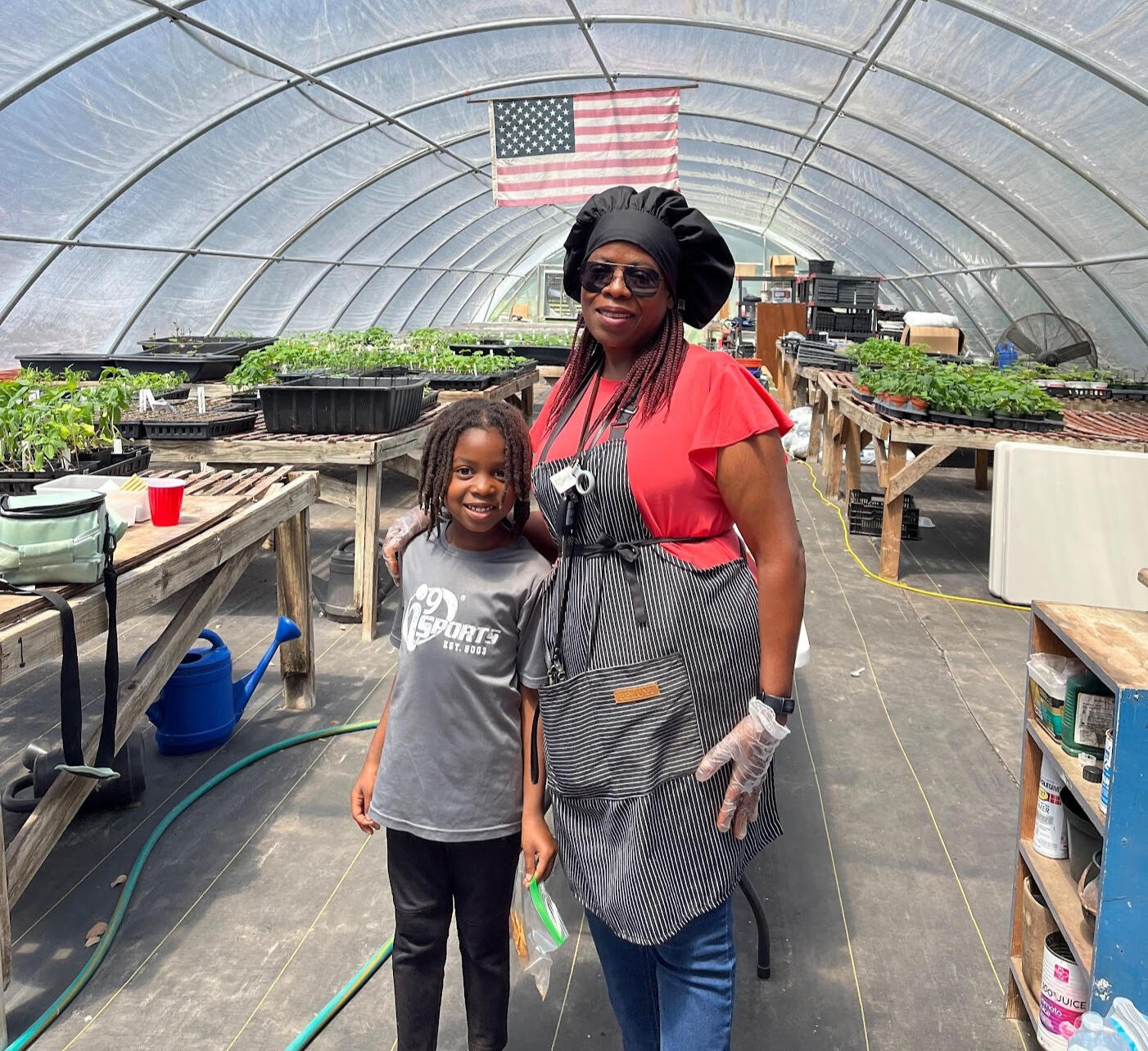 Chef Bev and her granddaughter at Willowdale Urban Farm